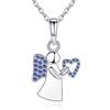 Jrêveinfini Collana Donna e Bambina Angelo Custode Oro Rosa Argento 925, Personalizzata Collana Blu Donna Amicizia Mamma e Figlia, Idea Regalo Battesimo Compleanno
