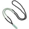 COAI Collana Rosario Uomo Donna Pietre Naturali, Collana Perle Mala 108 Grani in Onice Nero e Avventurina Verde Annodate a Mano e Ciondolo di Avventurina Esagonale