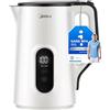 Midea Bollitore Elettrico Temperatura Regolabile, 1,5 Litri Kettle, 2200 W, Doppia Parete e Interno in Acciaio Inox, 7 Livelli di Temperatura, Indicatore di Temperatura e Funzioni di Sicurezza, Bianco