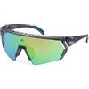 adidas Sport SP0063 Occhiali da Sole Uomo, Occhiali da Sole Sportivi Sottili e Leggeri, Forma Lente Maschera, Lenti Verde Specchiato, Grigio
