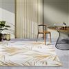Villeroy & Boch Leonie Tappeto moderno per interni ed esterni, in tessuto piatto, con foglie di palma, resistente alle intemperie e ai raggi UV, per balcone, terrazza, giardino, color crema oro, 160 x