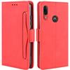 HualuBro Cover per Motorola Moto E6 Plus, Flip Cover a Libro in Premium PU Pelle Magnetica Antiurto Case Portafoglio Custodia per Motorola Moto E6 Plus Cover - Rosso