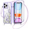 Yoedge Custodia con Cordino per Samsung Galaxy S21 Ultra/S30 Ultra 5G Cover 6,8, 360 Gradi Full Body Cover con Collana Ultra Sottile TPU Silicone Antiurto e Trasparente PC Bumper Custodia, Lavanda