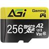 AGI TF138 256GB Scheda Micro SD con Adattatore, e microSDXC, A2, U3, V30, velocità di lettura fino a 98 MB/s per Drone/DashCam/Fotocamera/Telefono/Switch/PC/Tablet