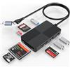 ROCKETEK Lettore di schede multiple 8-IN-2, adattatore per lettore di schede di memoria USB C USB3.0 per SD SDXC SDHC CFI MS MMC UHS-I MicroSD MicroSDXC MicroSDHC XD Lettore di schede 3 USB3.0 Multi Port Hub