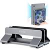 Psitek Supporto Verticale in Alluminio per Laptop Doppio, Larghezza dello Slot Regolabile 12-36mm, Salvaspazio per MacBook e Laptop