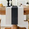 Vorysum Runner Tavolo Moderno Poliestere Impermeabile Tovaglia Antimacchia Runner Effetto Lino Lavabile Decorazione Tavolo da Pranzo Sala da Pranzo, Feste, Festival Matrimoni (Nero, 33x183cm )