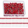 HUAZIZ 400 Pezzi Spilli da Sarta con Teste Rotonde con Teste Rotonde in Plastica e Punte ad Ago in Acciaio, Spilli Dritti Tonda, Spille a Pressione per Mappe, Rot