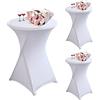 Onezebra Confezione da 3 Elastica da Tovaglia con Tasca per Piedini Antiscivolo Rotonda da Cocktail in Spandex Pieghevole Copritavolo per Tavolo da Banchetto da Cocktail Party di Matrimonio ø80-85cm (bianco)