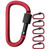 Outdoor Saxx OutdoorSaxx - Moschettoni a vite in alluminio, 8 cm, 5 pezzi, rosso e nero