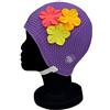 Blue Reef Roma Bubble singolo colore floreale classico retrò 3 fiori mazzo 3D petalo 3 colori tropicali elegante cappello da nuoto vintage taglia unica adulti con cinturino regolabile (viola)