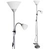 BAKAJI Lampada da Terra Piantana Design Moderno In Metallo con Doppio Paralume Braccio Flessibile Luce Direzionabile Altezza 180cm per Casa Salotto Camera letto (Silver)