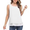 KEERADS T-shirt Poliestere Bianco Donne in Chiffon Canotta Top senza Maniche Doppia Tunica Casual Camicetta Lunga, bianco, XXL