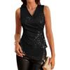 GRACE KARIN Camicetta da Donna Top con paillettes festive Top senza maniche da Donna scollo a V S Nero-2