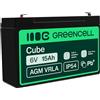 Green Cell PRO Batteria AGM 6V 15Ah accumulatore sigillata VRLA non manutezione ricaricabile Batterie di ricambio ermetica giocattoli giocattoli per bambini Installazioni di allarme