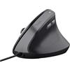 Trust Yuno Mouse Ergonomico Cablato, Mouse Verticale per Destrorsi con Cavo USB da 1,5m, DPI Regolabile (800-2400), Sensore Ottico, 6 Pulsanti, 60% Plastica Riciclata, Macbook, Computer, Laptop - Nero