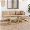 Vidaxl Set Salotto da Giardino 5 pz con Cuscini Beige