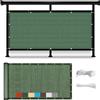 HOKXUAN Telo Frangivento per Balconi 110 x 500 cm Protezione UV Resistente Al Vento Tenda da Esterno Frangivisto Parasole con Occhielli e Fascetta per Balcone Giardino, Verde Scuro