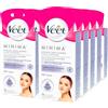 Veet Minima Strisce Depilatorie Viso Pelle Liscia Fino a 28 Giorni con Salviette Post Epilazione per Pelli Sensibili Formula Ipoallergenica - 10 Confezioni da 16 Strisce e 3 Salviette Ognuna