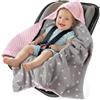 Medi Partners Coperta neonato ovetto Sacco per Passeggino - 100% Cotone universale Blanket 85x85cm fodera protettiva Morbida e Accogliente Passeggini Marsupio (Stelle bianche con rosa chiaro Minky)