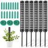 OFFCUP Palo di Muschio,6Pcs Sostegno Piante Rampicanti, Aste di Muschio con 3Pcs Piante e 15Pcs Etichette, Moss Pole Muschio, Bastoncini per Piante impilabili in plastica (Nero)