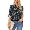 Justay Comf Camicia Donna Maniche Corte con Scollo a V Camicetta Estiva Elegante Blusa Stampata Casual da Donna