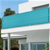 DANWU Telo Balcone 2.5 x 3 m Rettangolare Protezione Solare Facile da Pulire con Fascette e Funi Copri Ringhiera Esterno per Veranda, Terrazza, Blu Cielo