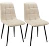 ANVOFONG Set Di 2 Sedie Da Pranzo,Sedia Da Cucina Con Piedi In Metallo Nero,Sedie Imbottite Con Tessuto Di Lino,Sedia Da Camera Da Letto Salotto Soggiorno,Beige