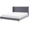 Beliani Letto matrimoniale in velluto grigio 180 x 200 cm
