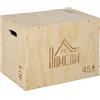 HOMCOM Box Jump a 3 Altezze Regolabili per Casa e Palestra, Plyo Box in Legno di Faggio, 45x40x60 cm, Color Legno