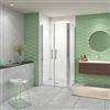 GENERIC 195 cm Box Doccia Angolare Porta Battente Saloon 120 cm Parete Fissa 90 cm Vetro da 6 mm Temperato Anticalcare Barra Stabilizzatrice 45 cm Cromo Lucido