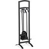 Relaxdays Camino, Moderni, 4 Accessori con Attizzatoio, Paletta, Scopino e Supporto Porta Attrezzi, Nero, Acciaio