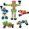 GERILEO Confezione da 3 Robot Trasformatori in Legno Colorati - Giocattolo e Regali per Bambino e Bambina - Trasformazione in Figure di Animali, Veicoli, Figure - Puzzle, Rompicapo, Costruzioni (3 Robot)