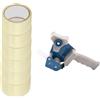 D.RECT Svolgitore per nastro adesivo con 6 rotoli di nastro trasparente caldo metl, 50 m x 48 mm, avvolgitore per nastro di imballaggio fino a 50 mm di larghezza, nastro per imballare pacchetti
