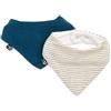 Domiva - Set di 2 bavaglini BANDANA Musseline You Indigo a righe in garza di cotone