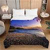 Surwin Trapuntino Copriletto Trapuntato Primaverile Estivo,Stile Moderno,Trapuntino in Morbida Microfibra con Stampa Spiaggia 3D Coperta Letto Singolo Matrimoniale (Mare,230x280cm)