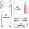 Saviland French Tip Nail Stamp - 4PCS Nail Art Stamper Kit Trasparente Silicone Timbro Lungo & Breve Jelly Stamper per Unghie con Scrapers Nail Stamper Kit per Manicure Francese Casa DIY Nail Salon