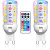 Lamptobe Lampadina LED G9 RGBW, 2W Dimmerabile Lampadine Colorate con Telecomando, 12 Colori RGB + Bianco Caldo 3000K, Lampadina RGB G9 per Decorazioni, Feste, Bar, Confezione da 2