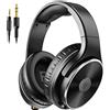 OneOdio Studio HiFi, Hi-Res Cuffie over ear per registrazione, mixaggio, monitoraggio in studio, DJ, chitarra, cellulare, PC, podcast e ascolto quotidiano, dirver da 50 mm, jack 3,5 mm e 6.35 mm, Nero