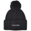 Calvin Klein Jeans Calvin Klein Berretto Donna Oversized Knit Beanie W/ Pompom con Cashmere, Nero (CK Black), Onesize