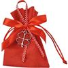 PuntoCasaStore 12 PZ Sacchetto Laurea Rosso con Applicazione Quadrifoglio 10x13 CM BOMBONIERA PORTACONFETTI Laurea