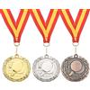 PATIKIL 2 Ping Pong Medaglie, 3pz Ping Pong Premio Medaglie Set Oro Argento Bronzo Medaglia con Nastro Rosso Giallo per Giochi Sport Competizioni
