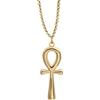 Kritz Collana Donna Croce di Ankh Egiziana placcata Oro o Argento - Ciondolo Croce Egitto y Catena Regolabile - Gioielli Moda Regalo per Ragazze Collier (Oro)