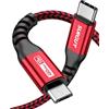 SUNGUY Cavo USB C a Micro USB, 1.5M cavo di collegamento OTG USB, ricarica dispositivi micro USB, cavo di ricarica da tipo C a Micro B e cavo dati per dispositivi MacBook Pro e Android-Rosso