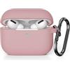 KOKOKA Custodia in Silicone Compatibile con AirPods Pro 2, Case Cover Protettiva in Premium Silicone per Airpods Pro 2 (2022 Released) Custodia con Moschettone, LED Frontale Visibile, Rosa