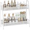 JANE EYRE Porta Spezie Organizer Scaffale per Cucina - 2 Livelli Portaspezie in Metallo Salvaspazio Mensola Supporto Mobile Stoccaggio per la Cura Della Pelle in Supporto per Bagno Cucina Ufficio, Bianco