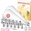 Ancable Set di 2 sac à poche da 40 cm, in cotone, rivestimento interno, 12 beccucci in acciaio inox e 2 adattatori, per decorazioni su torte, torte e biscotti