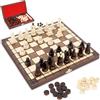 Amazinggirl Scacchiera in legno giocare in scacchi 30,5 x 30,5 cm - Chess board con pedine il gioco degli scacchi per bambini e adulti e portatile pieghevoli