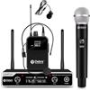 D Debra UHF UBR-102 microfono senza fili con Microfono palmare/Microfono archetto/Lavalier Microphone,Professionale UHF Cordless Dynamic Mic System,per chiesa,karaoke(1 palmare e 1 bodypack)
