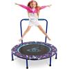 Siairo Trampolino per bambini, per interni ed esterni, pieghevole, per fitness, trampolino con corrimano, motivo carino, trampolino per bambini dai 3 ai 6 anni, Ø 97 cm, carico fino a 50 kg (B)